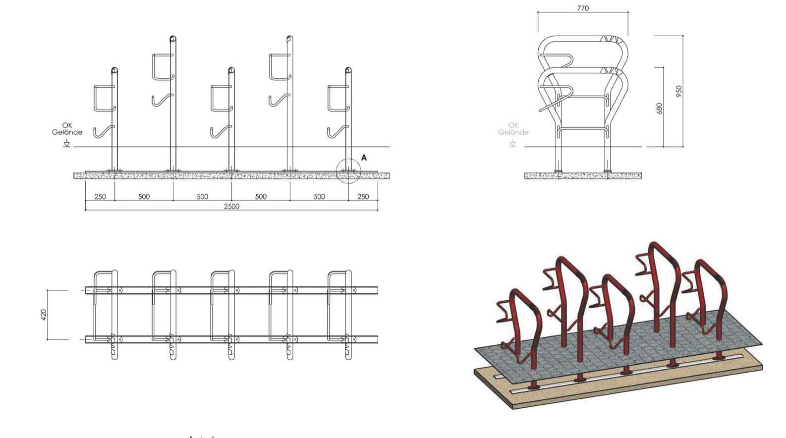 Fahrradständer BETA-tiefergelegt - elegante Sache