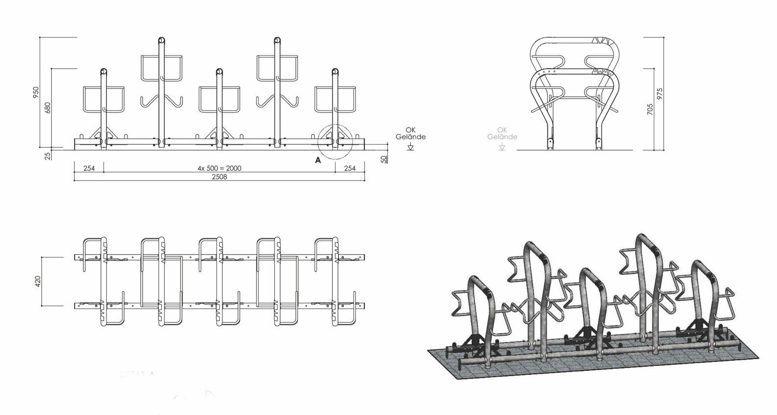 Fahrradständer BETA-höhergelegt - erhöht aufgestellt Fahrradständer BETA-höhergelegt - erhöht aufgestellt