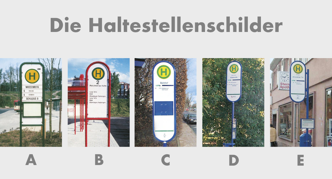 Haltestellenschilder FAHRPLANKASTEN Typen A-E Haltestellenschilder FAHRPLANKASTEN Typen A-E