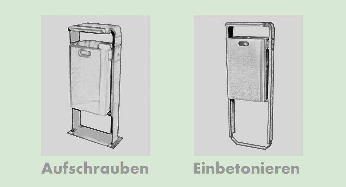 Befestigungsmöglichkeiten des Abfallbehälters LORENZO
