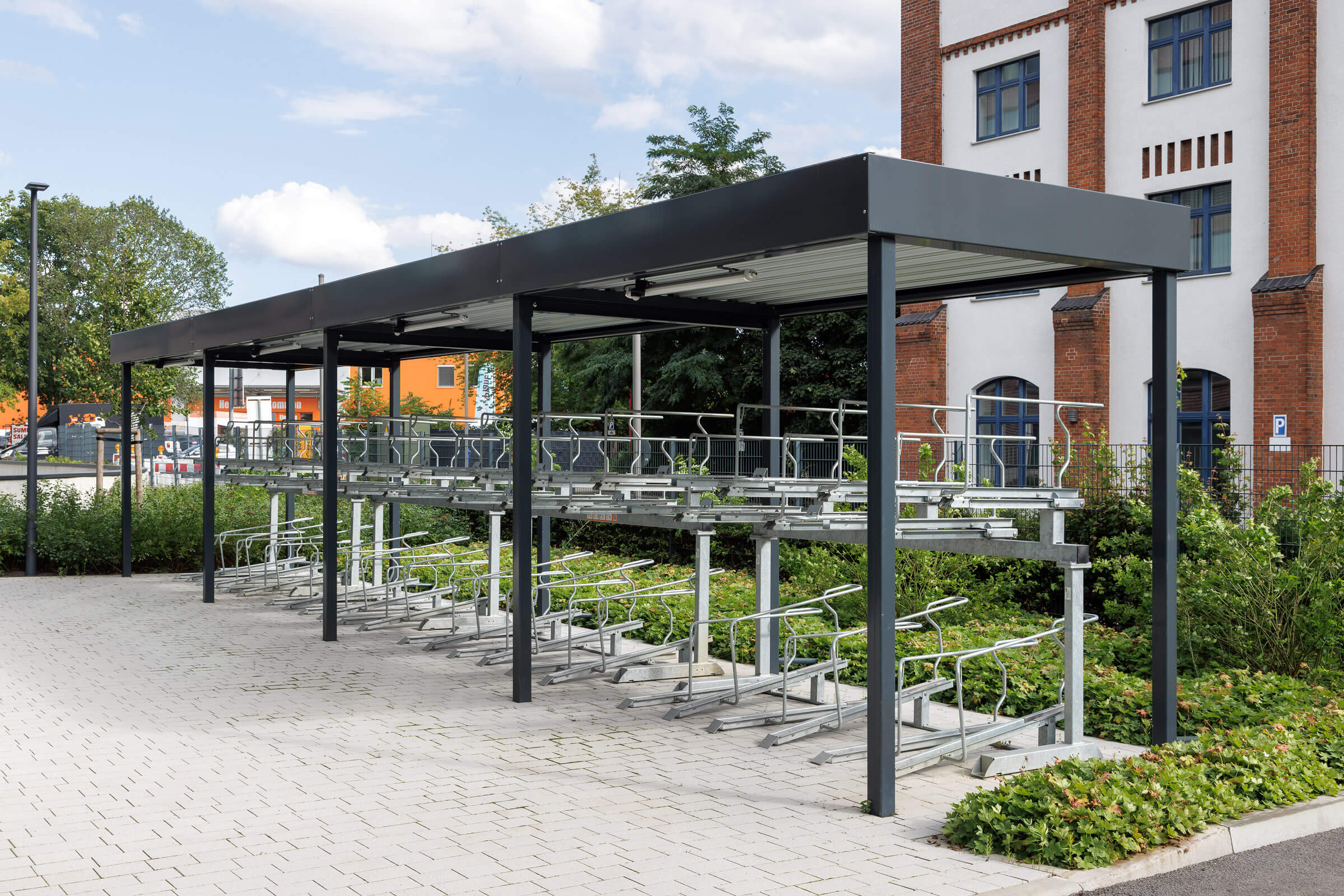 Fahrradunterstand MULTIVARIA mit Doppelstockparker Fahrradüberdachungen - MULTIVARIA