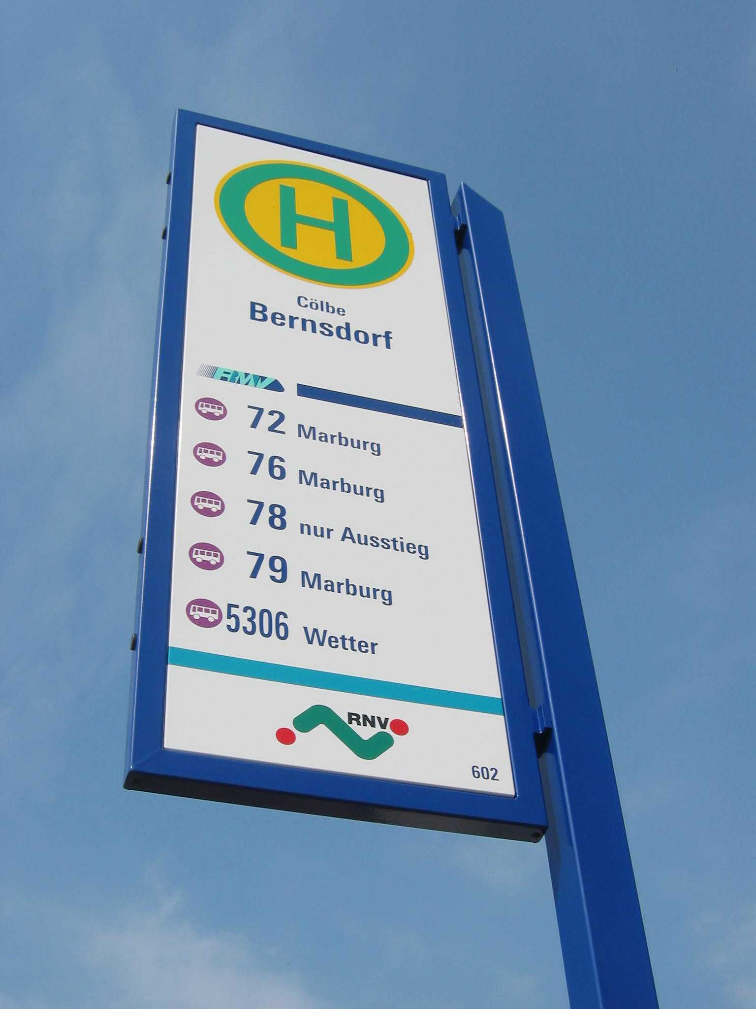 Haltestellenschild Stadtmobiliar RNV Cölbe Haltestellenschilder - HALTESTELLENSCHILDER