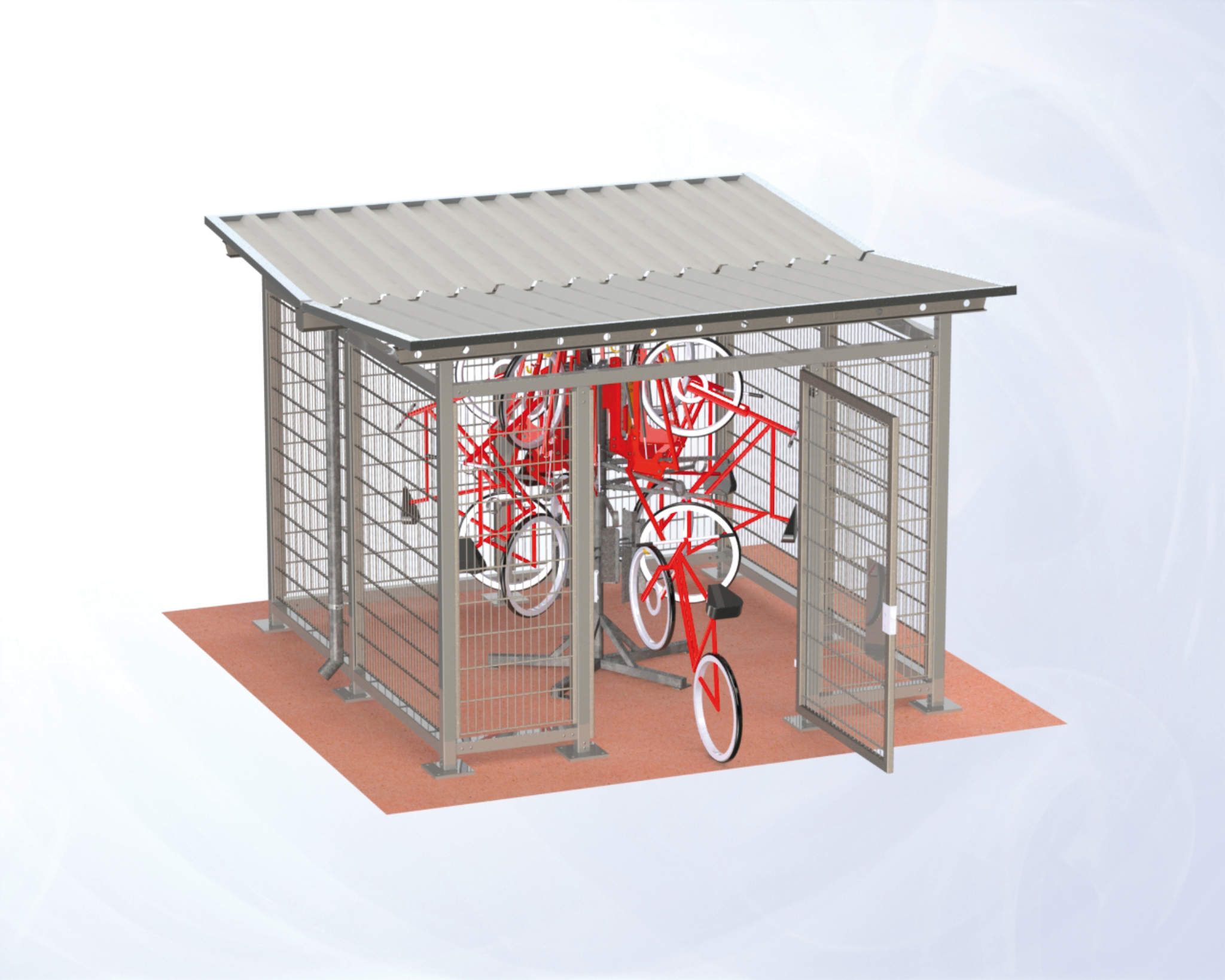 Fahrradüberdachung KADURA mit Gittermatten Fahrradeinhausungen - KADURA