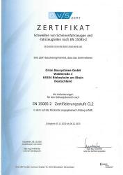  Zertifikat: DVS ZERT: DIN EN 15085-2